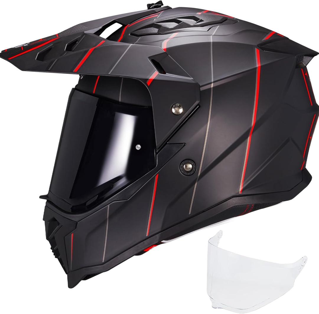 VCOROS Adventure Motorcycle Helmet VS-908 ATV Dirt Bike Off Road Motocross Full Face Helmet for Adults DOT Approved (X-Large, Matte Amassed)
