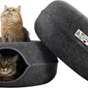 Cattasaurus Peekaboo Cat Cave Donut for Multiple & Large Cats up to 30-45 lbs, 3-in-1 Self Warming Cat Bed, Tunnel & Scratcher for Indoor Cats, Washable & Detachable (Dark Gray + Dark Gray, Large)