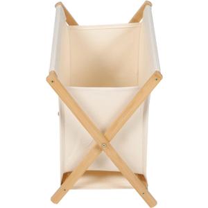 Wood Laundry Hamper Sorter Cart, Portable and Folding Clothes Basket Storage with Removable Liner Fabric Bag, X Frame- Echo Collection- Natural Tall Laundry Basket (apricot)