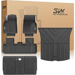 3W 2025 2026 Tesla Model Y Juniper Floor Mats with Rear Cargo Mat & Backrest Mat TPE Anti-Slip All Weather Accessories, Vigormold™