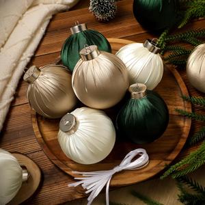 15 Pcs Christmas Satin Ornaments Balls 3.15 Inch Silk Christmas Tree Hanging Ornaments Luxury Xmas Tree Decorations Satin Xmas Bulbs for Winter Holiday Indoor Home Party Decorations (Champagne Green)