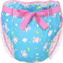 Littleforbig Silky Adult Ribbon Omutsu Diaper Wrap Cover Washable Adjustable Reusable Waterproof - Snuggle Bunny Pattern M (Blue)
