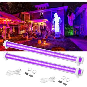 Black Light Bar 15W 1ft LED Blacklight for Glow Party Fluorescent Tapestry Poster Body Paint UV Strip Lights for Cabinet and Display, 2 Packs