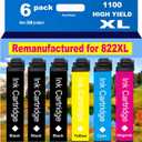 822XL Remanufactured for Epson 822XL Ink Cartridges for 822XL T822 for Workforce Pro WF-3820 WF-3823 WF-4820 WF-4830 WF-4833 WF-4834 Printer 6 Pack 3 Black 1 Cyan 1 Magenta 1 Yellow