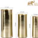 MyGift Tall Modern Brass Tone Metal Cylinder Centerpiece Flower Vases, Set of 3 - Large, Medium, Small Sizes, Handcrafted in India