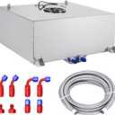 20 Gallon Fuel Cell 80L Universal Gas Tank Aluminum Polished Racing Drift Fuel Tank with Level Sender & 6AN 12FT Fuel Line Kit, Quick Release Fuel Cap, Silver