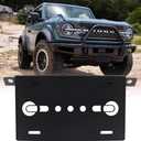 Front License Plate Bracket for Ford Bronco, Steel License Plate Holder Front Lower Bumper License Plate Mount License Plate Frames for Bronco Compatible with 2021 2022 2023 2024 Ford Bronco (Black) (Patterned)