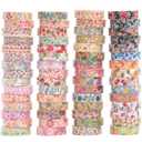 Flowers Washi Tape Set 60 Rolls Floral Patterns Decorative Skinny Blooms Masking Tapes for Arts, DIY Crafts, Journals, Planners, Scrapbook, Wrapping (Summer)