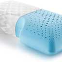 MALOUF Z Shoulder Zoned Dough Memory Foam Pillow - Gel Infused - Premium Tencel Cover - Mid Loft - Queen, Blue