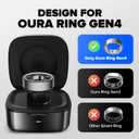 Wireless Charging Case Compatible with Ou-ra Ring Gen 4 Charger, 600mAh Portable Travel Ring Charger Fast Charging Dock with USB-C Cable (Size 9-Carbon)