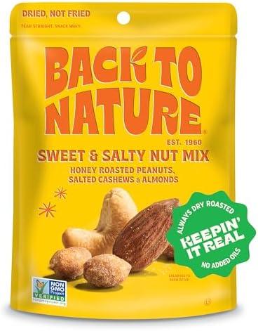 2 Pack Back to Nature Sweet & Salty Nut Mix, Honey Roasted Peanuts, Salted Cashews & Almonds, Dry Roasted, Non-GMO, On-the-Go Pouch Snack, 9oz Pouch, Best By: Nov 2 2025