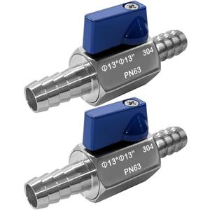 Beduan 2PCS 1/2 Hose ID Barb Ball Valve 304 Stainless Steel Mini Shut Off Valve for Water Gas Fuel Drip Irrigation and Aquariums