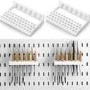 Novabright 4 Pack 1/4 Inch Drill Bit Holders, Hex Bit Holder Rack Organizer, 184 Hole Slots and 24 Tool Hooks, Tweezers Storage Peg Board Accessories Tool Storage Shelf Screwdriving Organizer(White)
