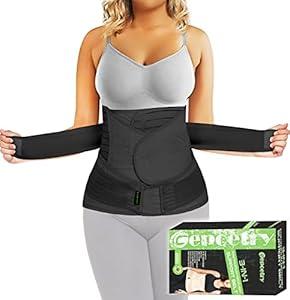 3 in 1 Postpartum Belly Band Wrap Support Recovery Girdles Abdominer Binder Post Surgery Belly&Waist&Pelvis Support Belt & Back Brace (Black, Large)