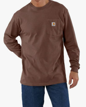 CARHARTT WORKWEAR LONG-SLEEVE POCKET, MOCHA HEATHER, XL Tall