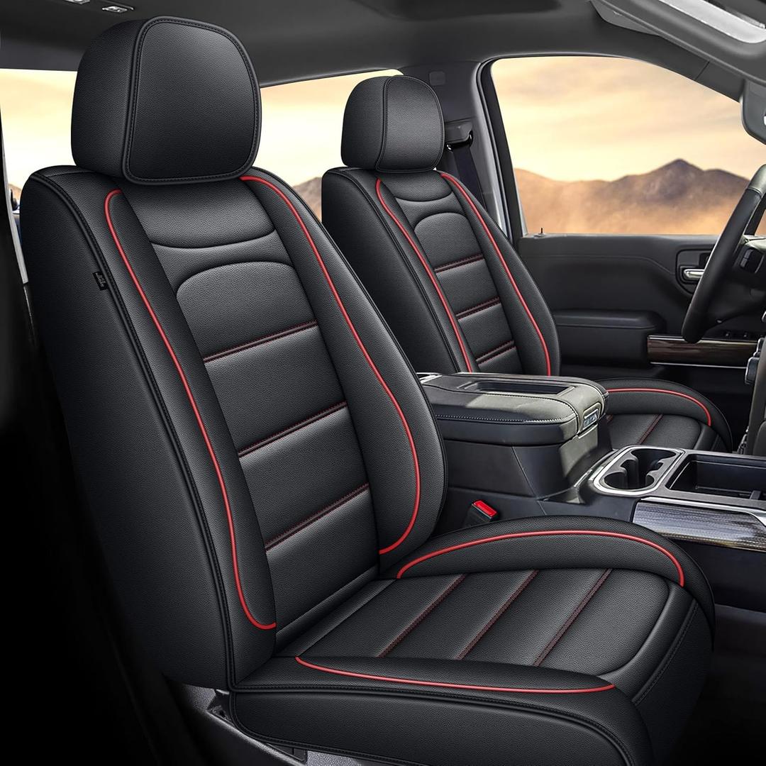 Seat Covers Fit for Chevy Chevrolet Silverado GMC Sierra Pickup 2007-2024 2025 2026 1500 2500HD 3500HD Trail Boss Z71 Crew Double Extended Cab (Full Set, Redline)