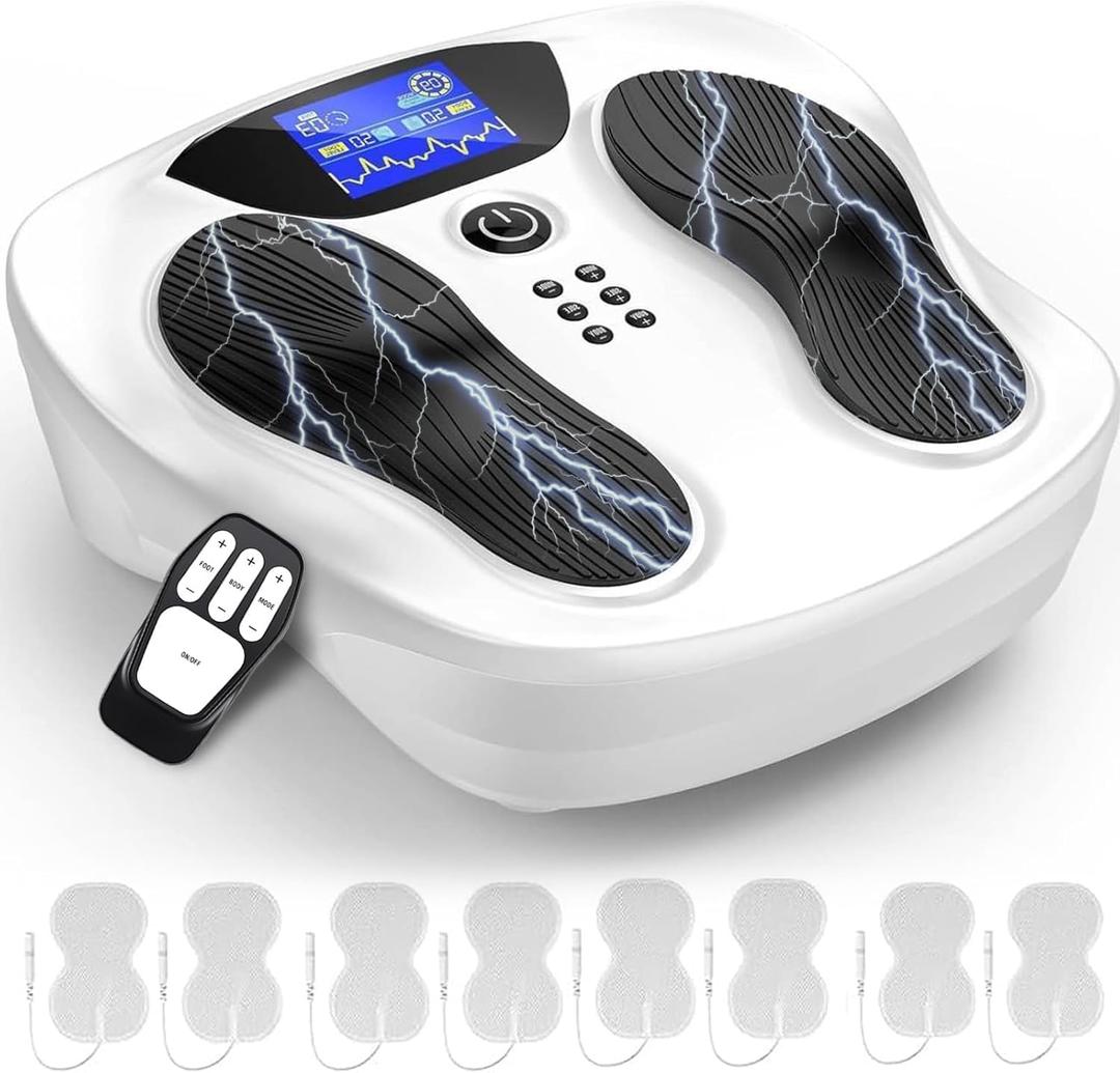 Creliver EMS Foot Stimulator Pro 2, EMS Foot Massager for Neuropathy Feet with TENS Pads, TENS Neuropathy Foot Massager for Circulation, Pain Relief, Plantar Fasciitis, 99 Levels, FSA HSA Eligible (Beige)