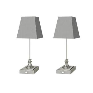 Rechargeable LED Table Lamps with Stepless Touch Control, Sliver Cordless Lamp for Living Room&Bedside&Patio&Shower, Small Desk Lamp(6000mAH Battery), 2 Pack for Home Decor, Best Gifts for Family