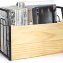 Wood Magazine Holder, Rustic Magazine Storage Rack Floor, Decorative File Book Organizer Basket for Desktop, Newspaper, Mails, Files