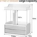 Delamu Bathroom Organizers and Storage, 2 Tier 2 Drawer Makeup Organizer Countertop, Easy to Install, Ideal for Bathroom Counter, Vanity, Clear