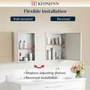 Keonjinn Medicine Cabinet 14 x 18 in, Assembly Required, Bathroom Medicine Cabinets Mirror, Lightweight, One Shelve Only, Surface Mount or Recessed, Tempered Glass