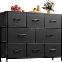 WLIVE 8 Drawer Dresser for Bedroom, Fabric Black Dresser with Large Storage Drawer Unit for Entryway, Chest of Drawers for Living Room, 11.8"D x 39.4"W x 31.3"H