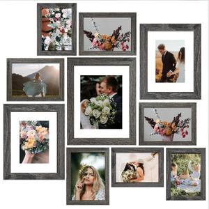 SESEAT Picture Frames Collage, Gallery Wall Frame Set with 11x14 8x10 5x7 4x6 Frames in Grey Finishes, Set of 10