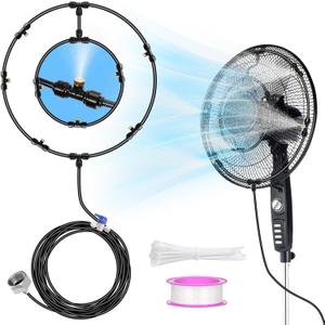 Fan Misting Kit for Outside Patio,Water Misters for Cooling Outdoor Fan Misting Cooling System Include 32 FT Misting Line,8 Removable Brass Misting Nozzles,a Adapter(3/4) Compatible with Outdoor Fan