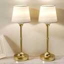 CHLORANTHUS 2 Pack Cordless Table Lamps, 3 Colors Stepless Dimming Fabric Desk Lamp, 6000mAh Rechargeable Battery LED Desk Lamp, Touch Night Light for Bedroom, Dining, Desk, Cafe