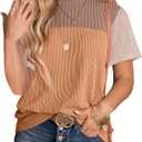 Long Sleeve Shirts for Women Casual Lightweight Sweaters Color Block Striped Tunic Tops L