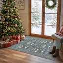 Washable 2x4 Entryway Area Rugs: Anti-Slip Thin Kitchen Carpet Indoor Light-Weight Doormat Ultra Soft Low Pile Nursery Room Rug Vintage Small Floor Mat for Hardwood Bedroom (2x4,Floral/Blue)