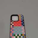 iPhone 16 Pro Wallet Case Card Holder Slot Slim Cute Design Soft Leather Protective Phone Case with 2 Credit Card Pockets for iPhone 16 Pro 6.3 inch for Women,Colorful Checkerboard