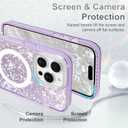 for iPhone 16 Pro Max Case Glitter, Compatible with Magsafe, Bling Sparkly Shiny Diamond Grid for Women Girls Protective Magnetic Phone Cover, Purple
