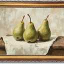 Licpach Large Framed Wall Art Vintage Rustic Pear Still Life Poster Canvas Print Farmhouse Kitchen Antique Fruit Poster Cottagecore Aesthetic Painting for Gallery Home Decor 24x36inch Golden Frame