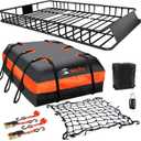 Roof Rack Carrier Carrier Basket 65"*39"*6"+Waterproof Bag 20 Cubic Feet(51"*40"*17"),and Cargo Net with Attachment Hooks,Ratchet Straps.200 Lbs Capacity,Universal Rooftop Large Size Roof Rack Update