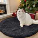 OLANLY Black Round Rugs for Bedroom - Machine Washable, 3 ft Circle Area Rugs for Living Room, Soft and Fluffy Shaggy Carpet for Teen Girls and Boys, Nursery Rooms, Dorms, Home Decor Aesthetic