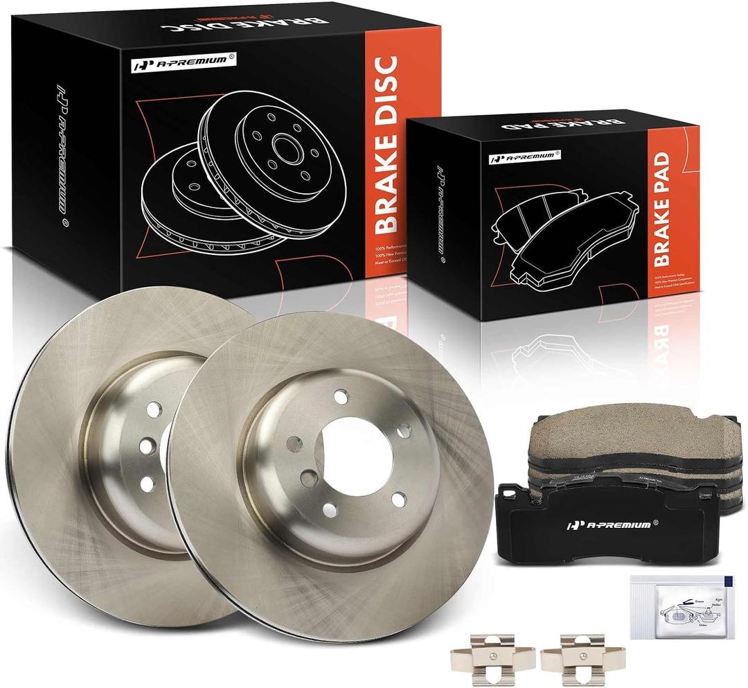 A-Premium 13.31 In (338mm) Front Vented Brake Rotors and Ceramic Pads Kit