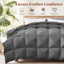 Cosybay Feather Down Fiber Comforter Oversized Queen Size - All Season Grey Duvet Insert - Luxury Medium Warmth 100% Cotton Hotel Bedding Comforter, Fluffy and Cozy -Oversized Queen 98 x 98 Inch
