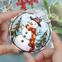2 x Snowman Christmas Ornament, Jocidea Stained Glass Ornaments for Christmas Tree, Christmas Tree Decorations, Snowman Lovers Gifts, Holiday Decor and Xmas Gifts Ideas