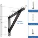 Shelf Brackets with Beam, Heavy Duty Shelf Bracket, 6 x 8 inch 4 Pack Black Metal L Brackets Wall Bracket for Shelves Support Bracket for DIY Decorative with Screws