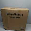 Office Home Ergonomic Desk Chair-Computer X-Shaped Chair Mesh PU Leather with Adjustable Lumbar Support-Executive Chair High Back Flip-Up Arms for Long Hours (Beige-No Headrest)