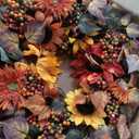 24 Inch Front Door Fall Wreath, Harvest Wreath Decor with Sunflower, Berries, Leaves, Autumn Wreath, Perfect for Thanksgiving Farmhouse Harvest Indoor and Outdoor