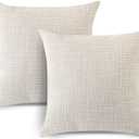 OTOSTAR Linen Throw Pillow Covers Set of 2 Decorative Square Pillowcases Cushion Covers 20x20 Inch for Home Decor Sofa Bedroom Car 50 x 50CM Beige
