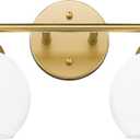 Emak 2-Light Gold Bathroom Light Fixtures, Modern Globe Vanity Lights with Milk Glass Shade for Bathroom, VL114-GD-ML-2