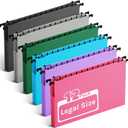 Ansook Plastic Legal Size Hanging File Folders,12 Pack Extra Capacity File Folders Hanging with Tabs,Heavy Duty 1" Expandable Legal Filing Cabinet Folders,File Frame Hanging File Organizer (1" Expansion-assorted Color)