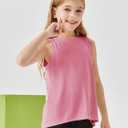 Haloumoning Girls Athletic Tank Tops Open Tie Back Sleeveless Workout Running Tennis Sports Shirts 5-14Years