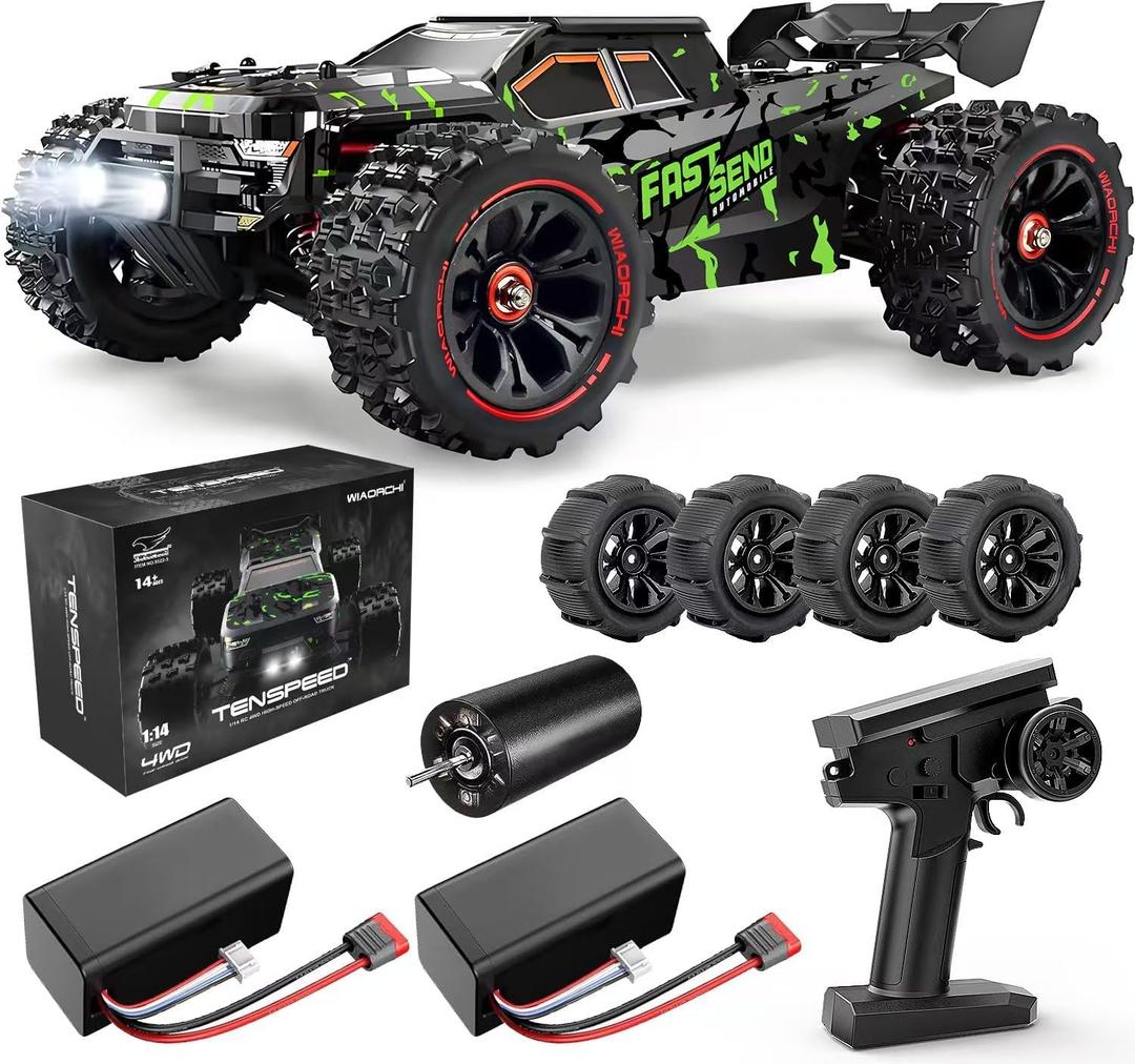 1/14 Brushless RC Cars for Adults Fast 50+ mph, RC Trucks 4x4 Offroad Waterproof, Electric Powered High Speed Remote Control Car, Fast Extreme All Terrain RC Truggy with 3S Battery for Snow Sand