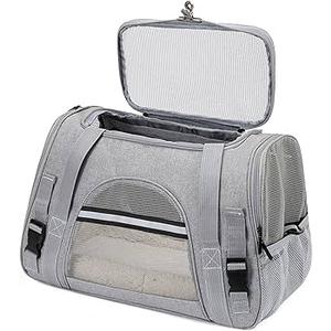 Dog Cat Carrier Soft for Small Pet Up to 16 Lbs TSA Airline Approved Travel Carrier Collapsible Puppy Car Mesh Bag 17.5 * 10.2 * 11.4 inch - Grey