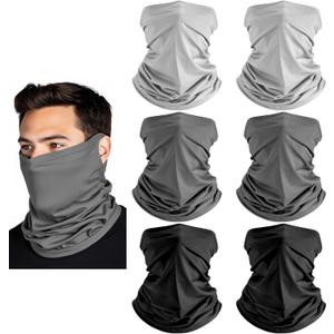 HONGTEYA 6 Pack Summer Neck Gaiter, UV Protection Cooling Face Mask Breathable Bandana Head Scarf Face Cover for Men Women