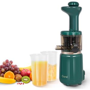 CAYNEL Compact and Portable Cold Press Juice, Masticating Slow Juicer with 1.77 Extra Wide Inlet Funnel for Fruites and Vegetables,Includes Brush, 16 oz Juice Cup, Easy to Clean,Green